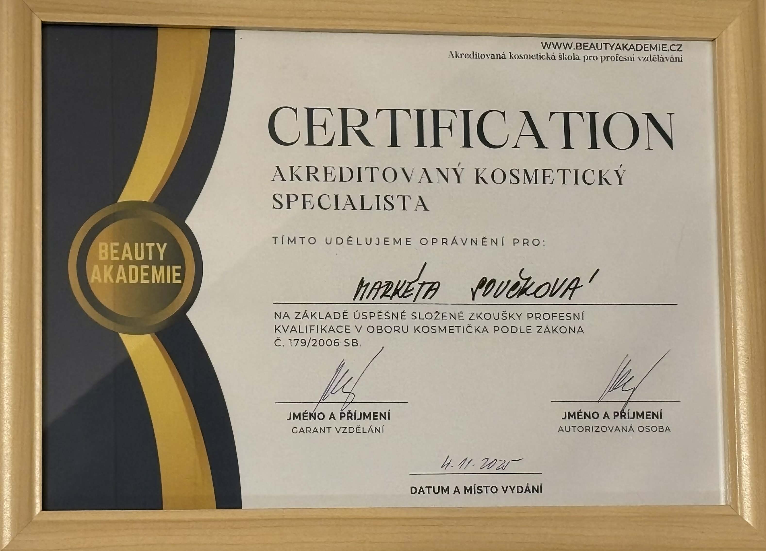 Certifikát 1